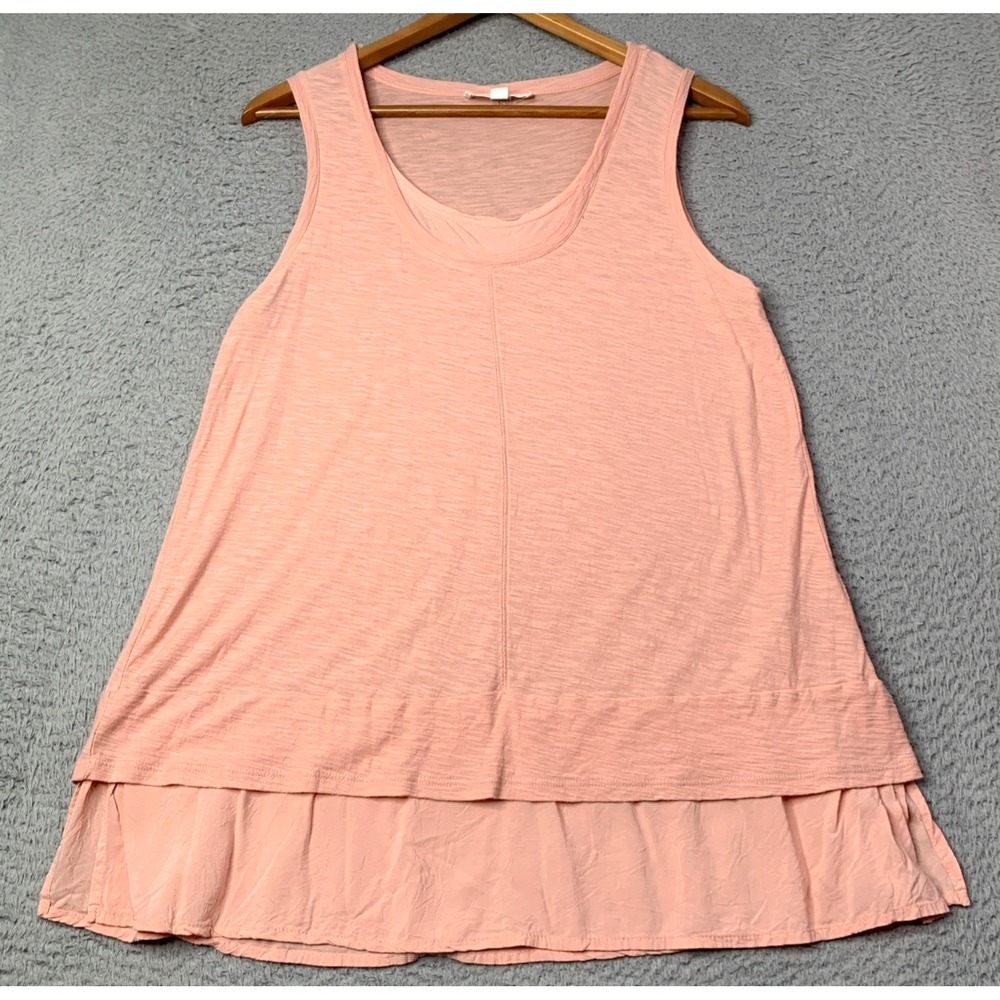 TWO by Vince Camuto Top Women Size Large Peach Sleeveless Cotton Blend